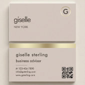 Mocha Brown QR Imitats Gold Foil Monogramm Visitenkarte