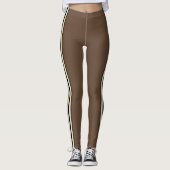 Mocha Brown Racing Streifen Leggings (Vorderseite)