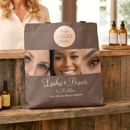 Mocha Brown Script Logo Foto Wimpern Brauen Studio Tasche