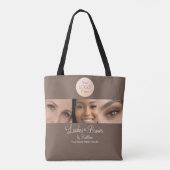 Mocha Brown Script Logo Foto Wimpern Brauen Studio Tasche (Rückseite)