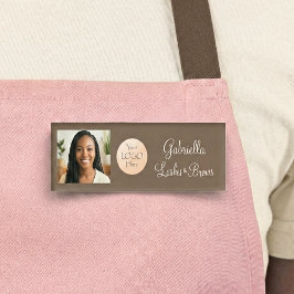Mocha Brown Script Logo Foto Wimpern und Augenbrau Namenschild