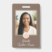 Mocha Brown Script Logo Photo Lashes and Brows Ausweis (Vorderseite)