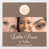 Mocha Brown Script Logo Photo Lashes Brows Studio Fensteraufkleber (Blatt)