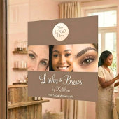 Mocha Brown Script Logo Photo Lashes Brows Studio Fensteraufkleber