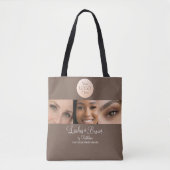 Mocha Brown Script Logo Photo Lashes Brows Studio Tasche (Vorderseite)