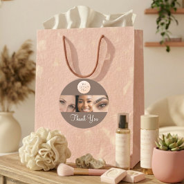 Mocha Brown Script Logo Photo Lashes Thank You  Runder Aufkleber