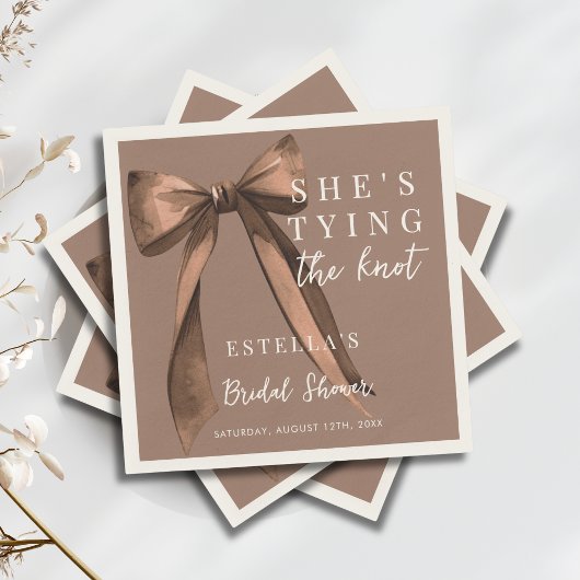 Mocha Brown Sie heiratet - Bogen Junggesellinnenab Serviette