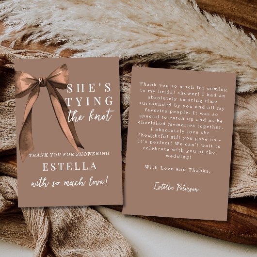 Mocha Brown Sie heiratet - Bow-Brautparty Dankeskarte