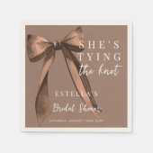 Mocha Brown Sie heiratet - Bow Brautparty Serviette (Vorderseite)