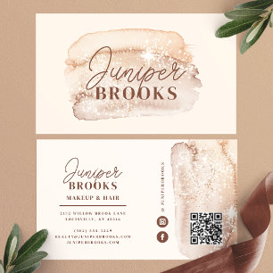 Mocha Brown Social Media QR Code Glitter wird zu Visitenkarte