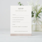 Mocha Brown Stripe Minimalist Wedding RSVP Begleitkarte (Stehend Vorderseite)
