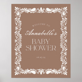 Mocha Brown Talavera Fiesta Baby Dusche Willkommen Poster