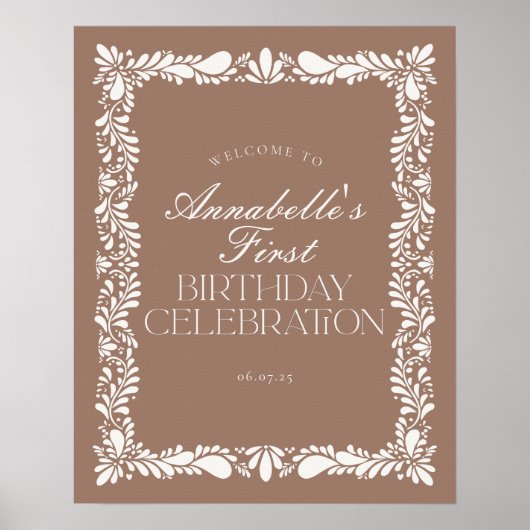 Mocha Brown Talavera Fiesta Birthday Willkommen Poster (Vorne)