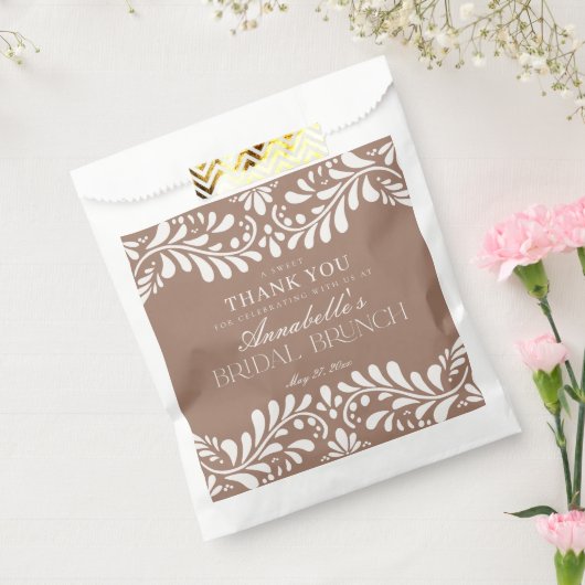 Mocha Brown Talavera Fiesta Bridal Brunch Dessert Geschenktütchen (Versiegelt)