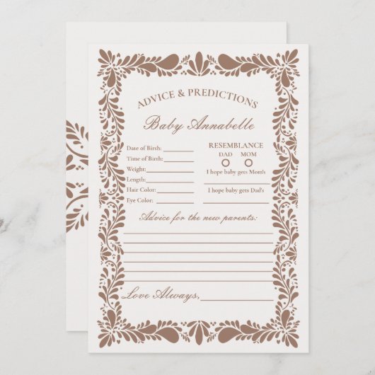 Mocha Brown Talavera Kinderbetreuung Kinderkarte Einladung (Vorne/Hinten)