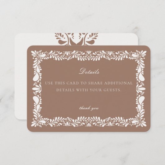 Mocha Brown Talavera Tile Details Card Einlegen Begleitkarte (Vorne/Hinten)