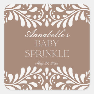 Mocha Brown Talavera Tile Fiesta Baby Sprinkle Quadratischer Aufkleber