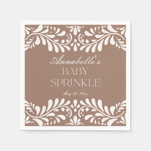 Mocha Brown Talavera Tile Fiesta Baby Sprinkle Serviette (Vorderseite)