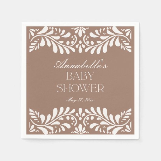 Mocha Brown Talavera Tile Fiesta Babydusche Serviette (Vorderseite)