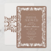 Mocha Brown Talavera Tile Fiesta Brautparty Einladung (Vorne/Hinten)