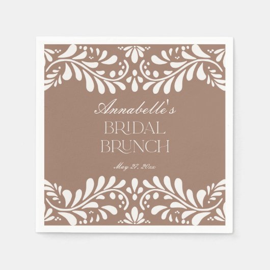 Mocha Brown Talavera Tile Fiesta Bridal Brunch Serviette (Vorderseite)