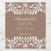 Mocha Brown Talavera Tile Fiesta Bridal Brunch Weinetikett (Einzelnes Label)