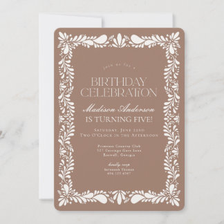 Mocha Brown Talavera Tile Fiesta Geburtstagsparty Einladung