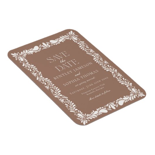 Mocha Brown Talavera Tile Fiesta Save the Date Magnet (Rechte Seite)