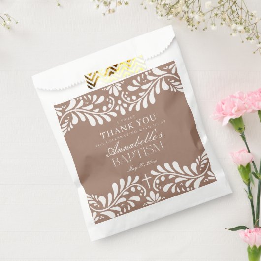 Mocha Brown Talavera Tile Fiesta Taufe Dessert Geschenktütchen (Versiegelt)