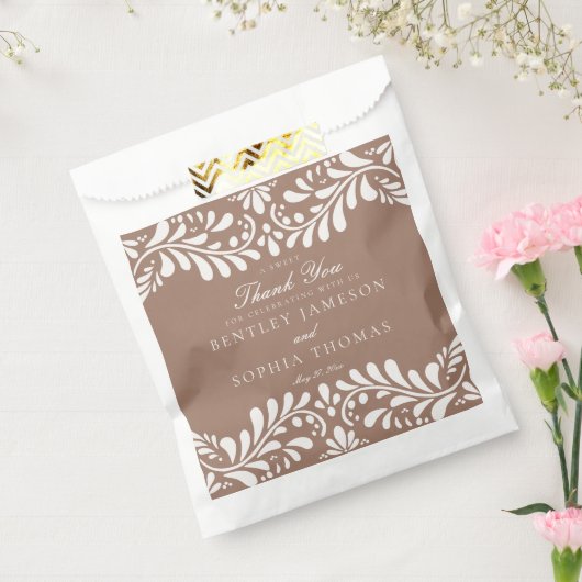 Mocha Brown Talavera Tile Fiesta Wedding Dessert Geschenktütchen (Versiegelt)
