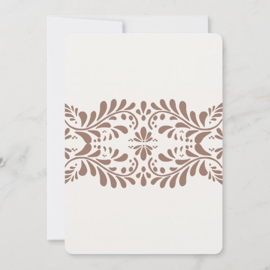 Mocha Brown Talavera Tile Fiesta Wedding Einladung (Rückseite)