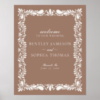 Mocha Brown Talavera Tile Fiesta Wedding Willkomme