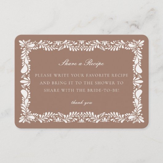 Mocha Brown Talavera Tile Share Rezept Beilage Begleitkarte (Vorderseite)