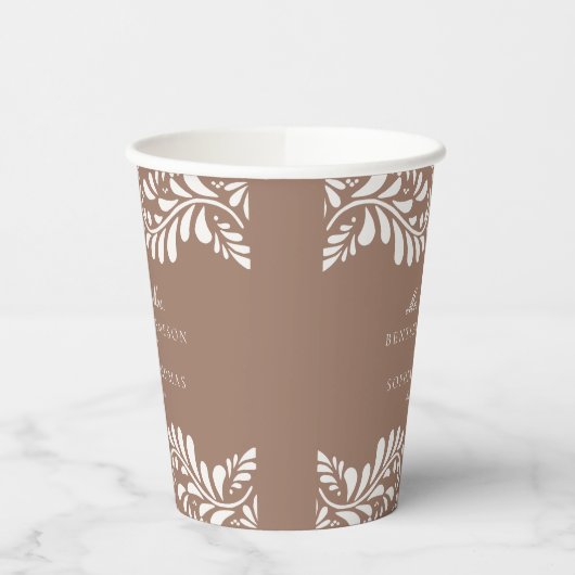 Mocha Brown Talavera Tile Spanish Fiesta Wedding Pappbecher (Links)