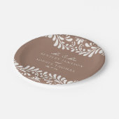 Mocha Brown Talavera Tile Spanish Fiesta Wedding Pappteller (Schrägansicht)