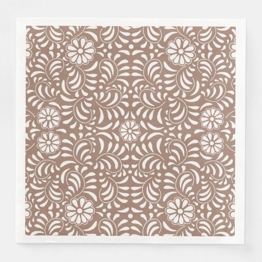 Mocha Brown Talavera Tile Spanish Style Fiesta Serviette (Vorderseite)