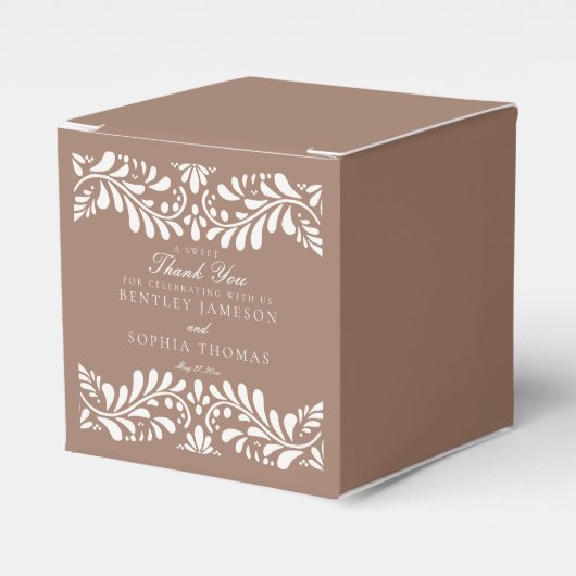 Mocha Brown Talavera Tile Style Fiesta Wedding Geschenkschachtel (Vorderseite)
