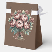 Mocha Brown Watercolor Peonies typography Wedding Geschenkschachtel (Rückseite)