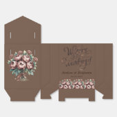 Mocha Brown Watercolor Peonies typography Wedding Geschenkschachtel (Ungefaltet)