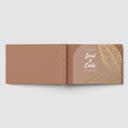 Mocha Brown Wedding Foil Gästebuch (Voll)