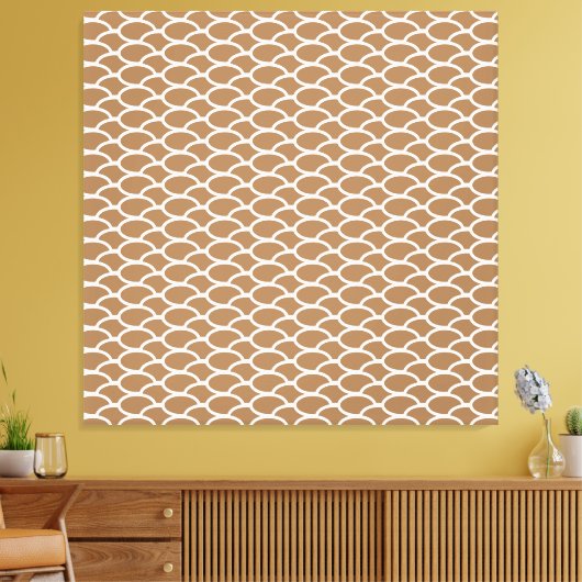 Mocha Brown White Ocean Waves Muster Leinwanddruck (Insitu (Wohnzimmer))