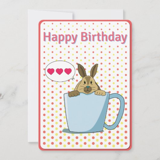 Mocha bunny Happy Birthday card Feiertagskarte (Vorderseite)