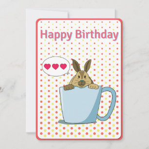 Mocha bunny Happy Birthday card Feiertagskarte