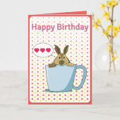 Mocha bunny Happy Birthday Card Karte (Gelbe Blume)