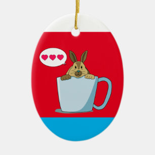 Mocha Bunny sagen "Hi" Weihnachts-Keramik Ornament