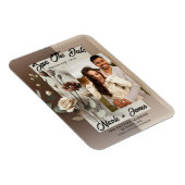 Mocha Café Au Lait Brown Neutral Floral Rett Date Magnet (Rechte Seite)