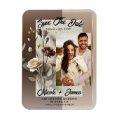 Mocha Café Au Lait Brown Neutral Floral Rett Date Magnet (Vertikal)