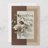 Mocha Café Au Lait Brown Neutral Floral Wedding Einladung (Vorderseite)