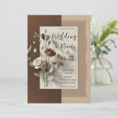 Mocha Café Au Lait Brown Neutral Floral Wedding Einladung (Stehend Vorderseite)