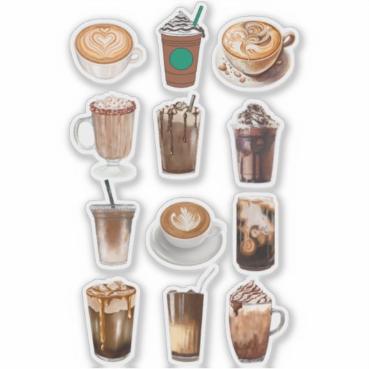 Mocha Coffee Collage Aufkleber (Vorderseite)